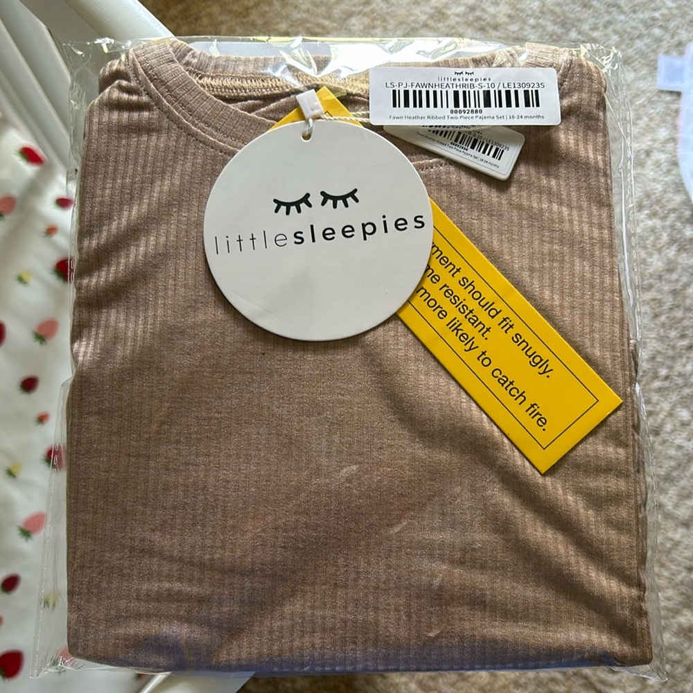 Little Sleepies Two Piece PJ Set - Fawn Heather Ribbed